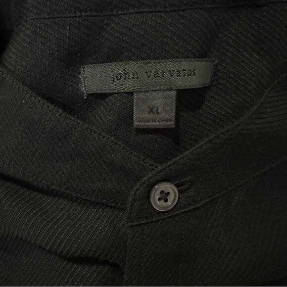 John Varvatos Linen Shirt Band Collar Button Front size XL - Picture 6 of 10